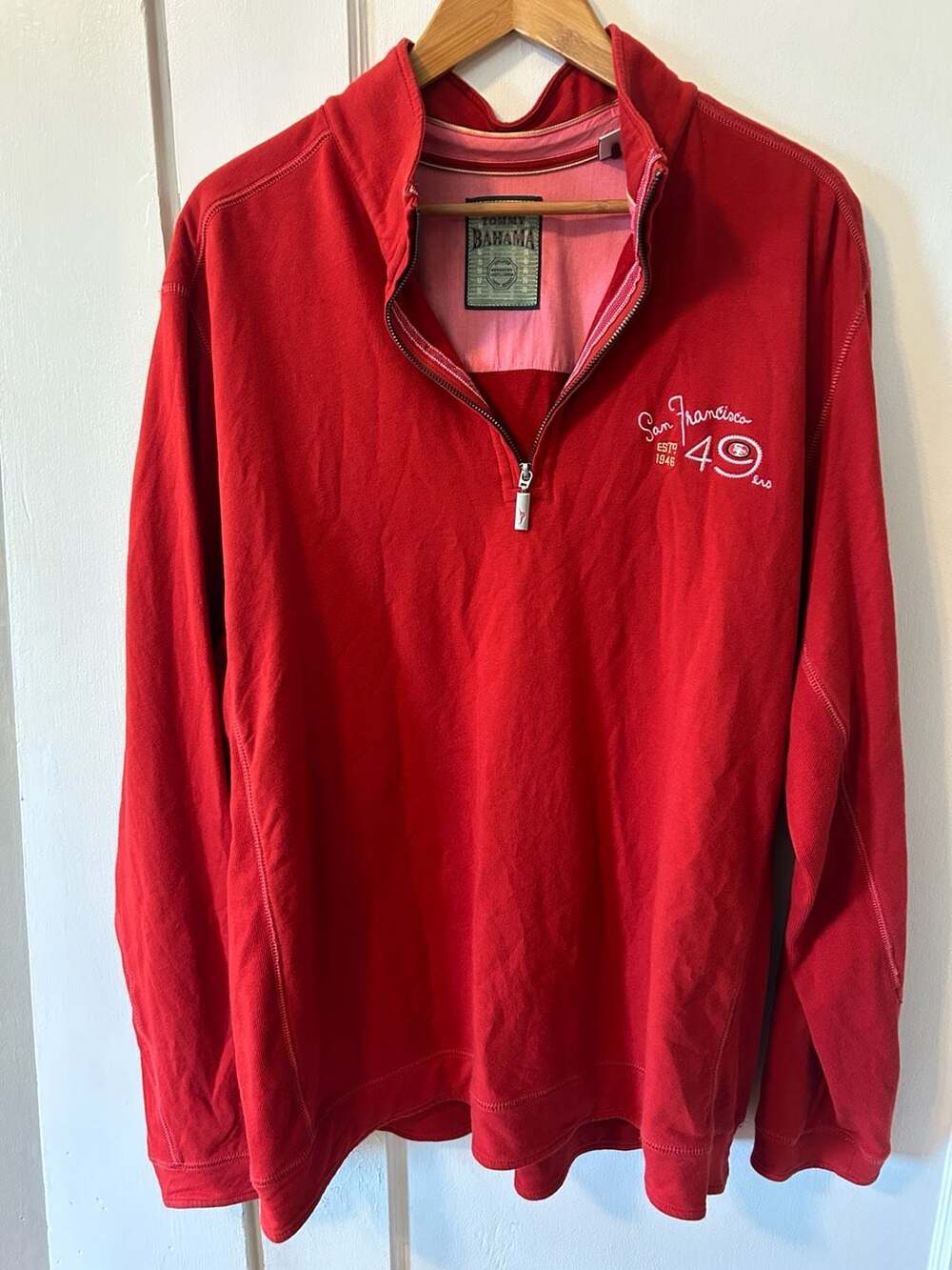 Tommy Bahama San Francisco 49ers NFL Quarter Zip Pullover Red XXL